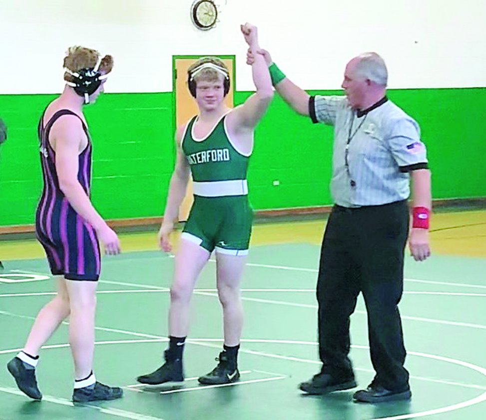 Waterford’s Haden Offenberger earns 100th career wrestling win News